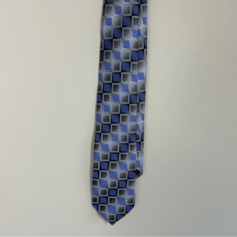Balenciaga 100% Silk Purple Geometric Tie